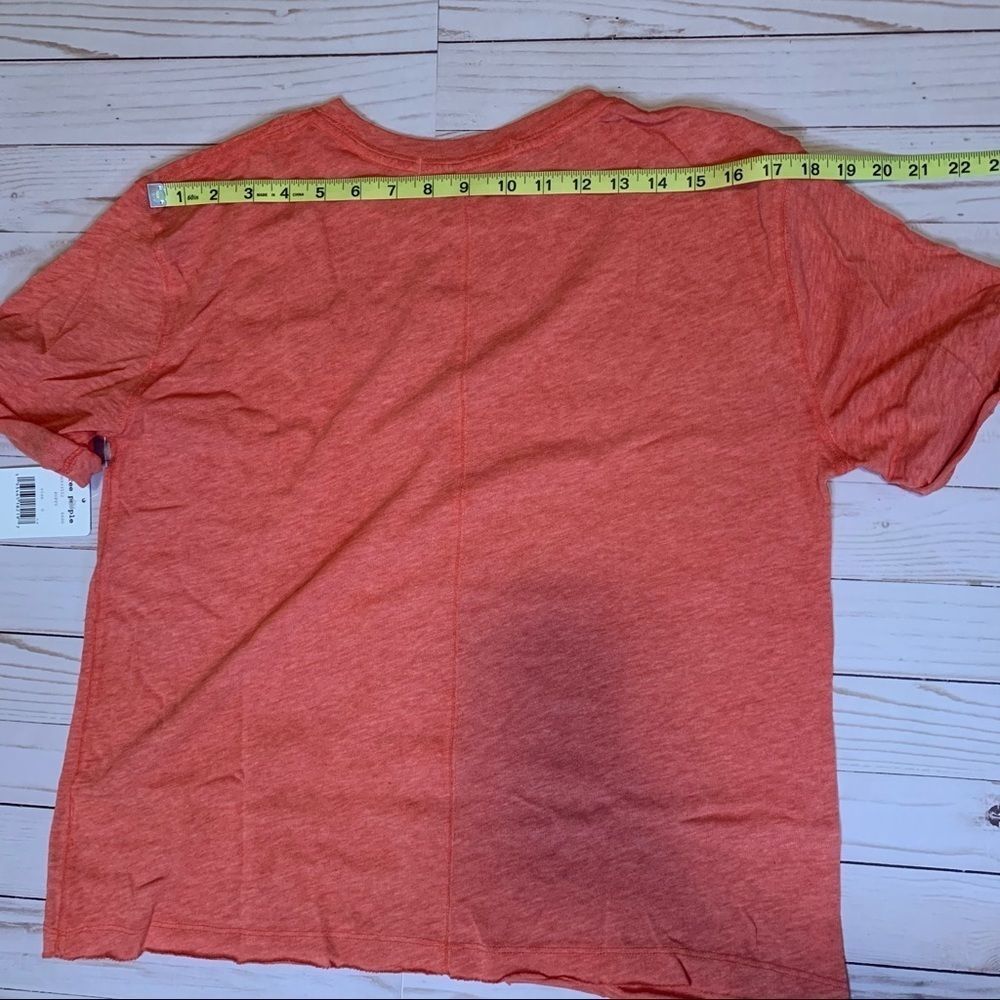 NWT Free People Coral/Poppy Short Sleeve Tee - Picture 7 of 8